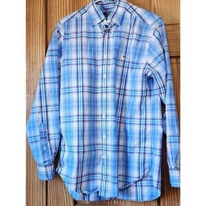 Vineyard Vines Slim Fit Plaid Button Down Shirt Men’s Size M Blue